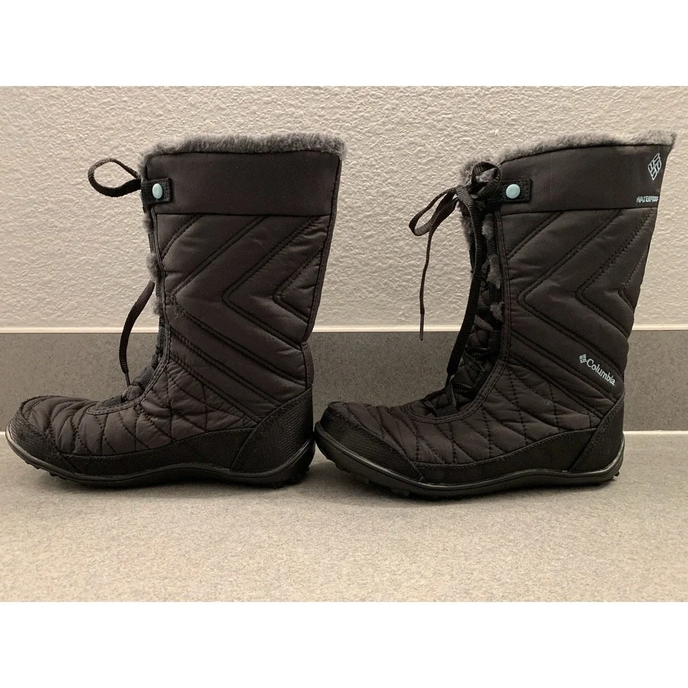 Columbia Minx Mid III Waterpoof Omni-Heat Winter Boots Black Girls Youth Size 4‎